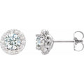 Round 4-Prong Halo-Style Earrings