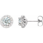 Round 4-Prong Halo-Style Earrings