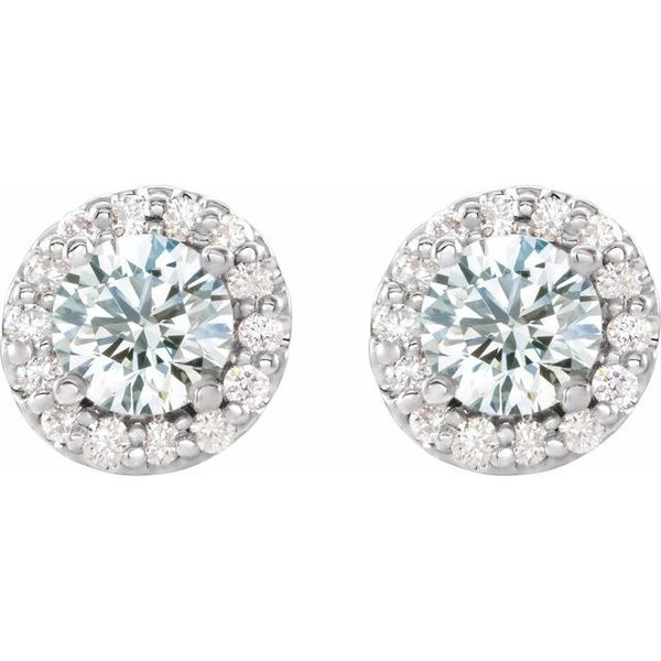 Round 4-Prong Halo-Style Earrings - Image 2