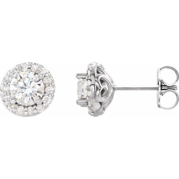 Round 4-Prong Halo-Style Earrings
