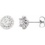 Round 4-Prong Halo-Style Earrings