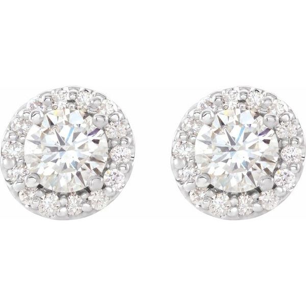 Round 4-Prong Halo-Style Earrings - Image 2