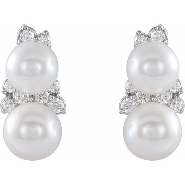 Accented Pearl Ear Climbers - Image 2