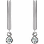 Bezel-Set Bar Earrings - Image 2