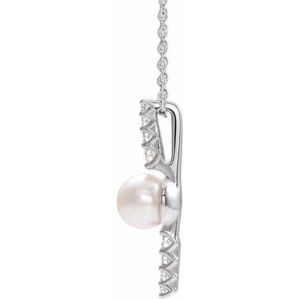 Accented Pearl Bar Necklace - Image 2