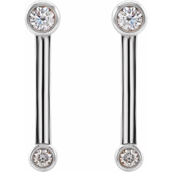 Bezel-Set Bar Earrings - Image 2