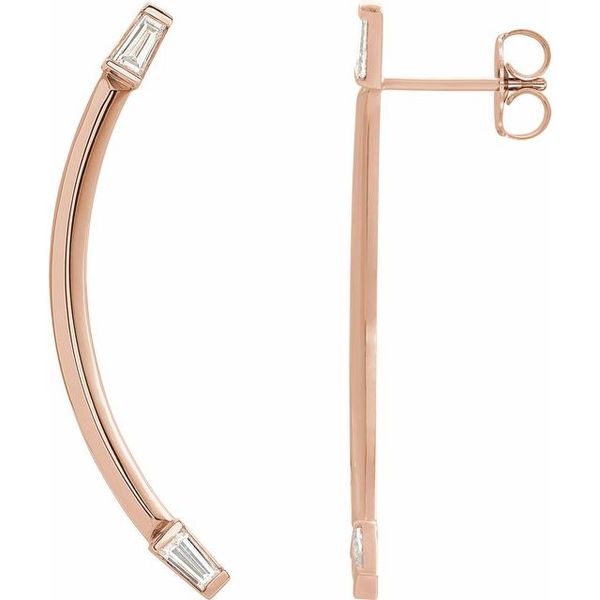 Baguette Accented Curved Bar Earrings