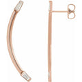 Baguette Accented Curved Bar Earrings