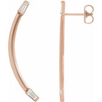 Baguette Accented Curved Bar Earrings