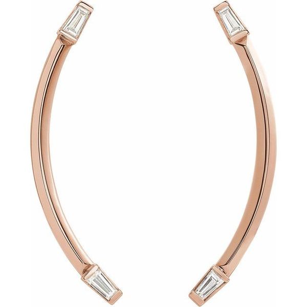Baguette Accented Curved Bar Earrings - Image 2