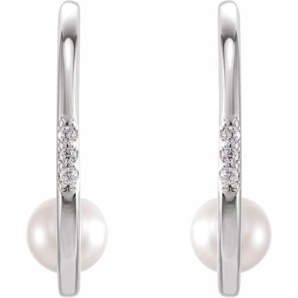 Pearl Hoop Earrings - Image 2