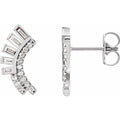 Baguette Accented Fan Earrings