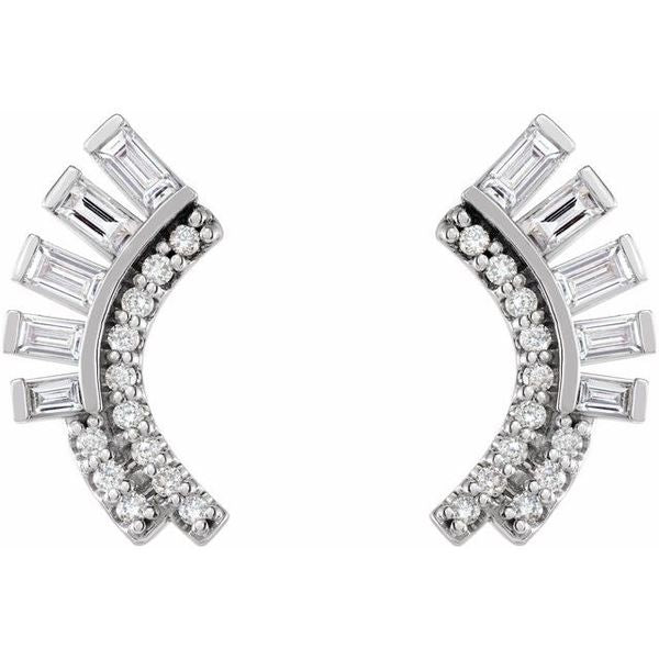 Baguette Accented Fan Earrings - Image 2