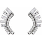 Baguette Accented Fan Earrings - Image 2