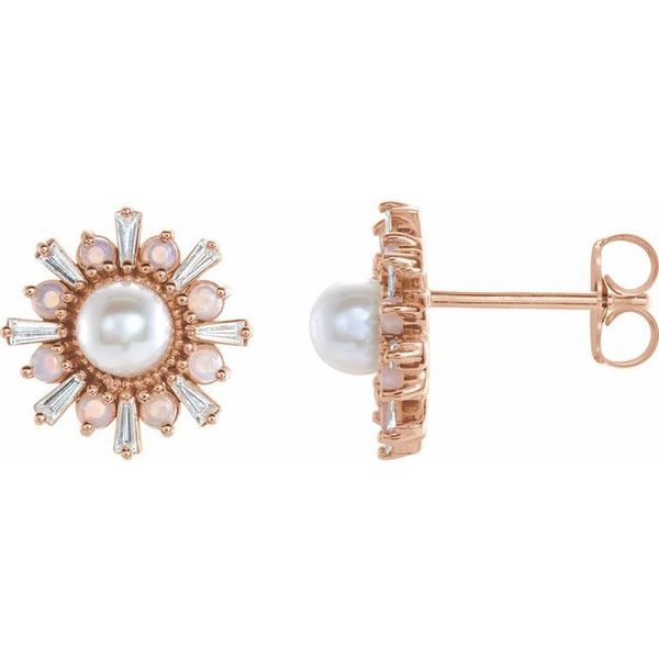Halo-Style Stud Pearl Earrings