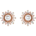 Halo-Style Stud Pearl Earrings - Image 2