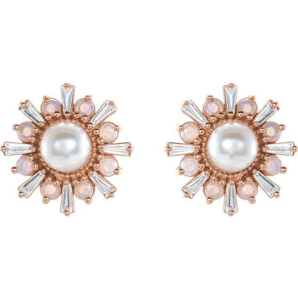 Halo-Style Stud Pearl Earrings - Image 2