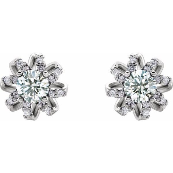 Round 4-Prong Halo-Style Twist Earrings - Image 2