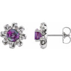 Round 4-Prong Halo-Style Twist Earrings