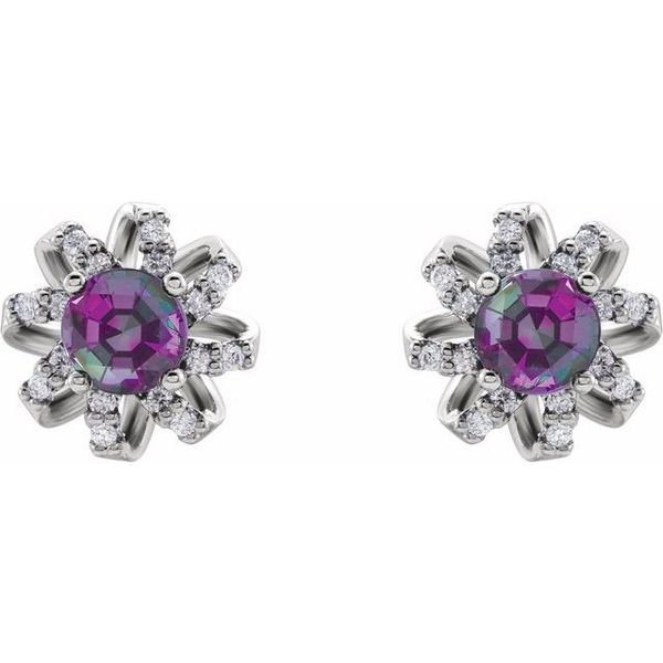 Round 4-Prong Halo-Style Twist Earrings - Image 2