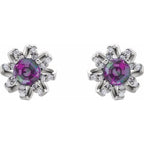 Round 4-Prong Halo-Style Twist Earrings - Image 2
