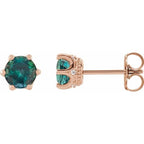 Round 6-Prong Accented Crown Stud Earrings