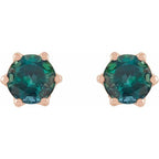 Round 6-Prong Accented Crown Stud Earrings - Image 2