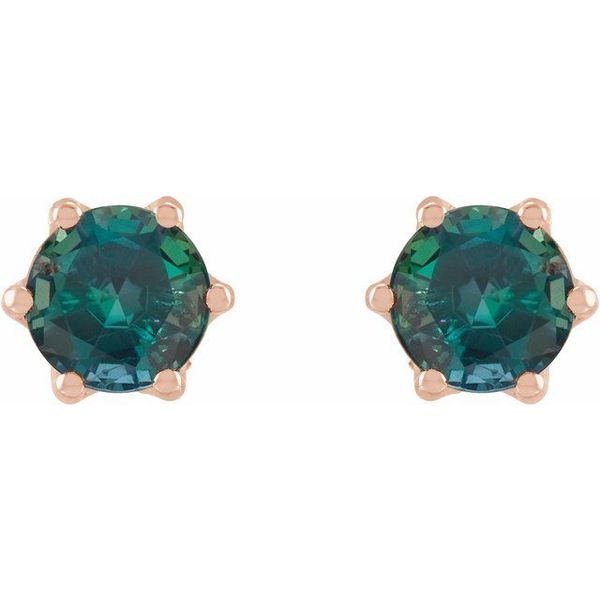 Round 6-Prong Accented Crown Stud Earrings - Image 2