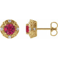 Round 4-Prong Halo-Style Earrings