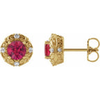 Round 4-Prong Halo-Style Earrings