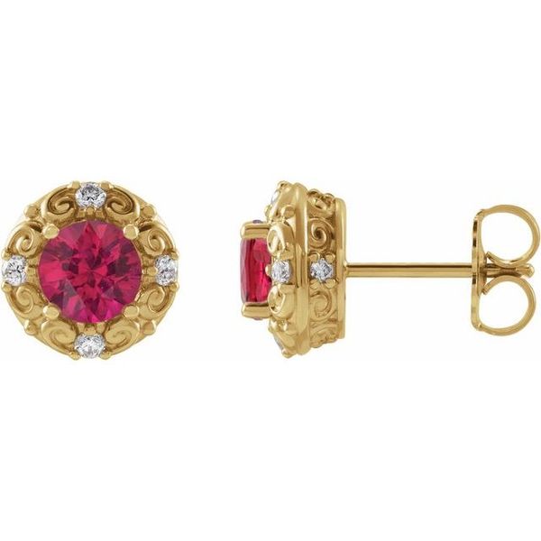 Round 4-Prong Halo-Style Earrings