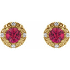 Round 4-Prong Halo-Style Earrings - Image 2