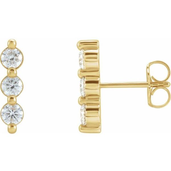 Three-Stone Bar Earrings