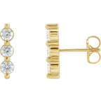 Three-Stone Bar Earrings