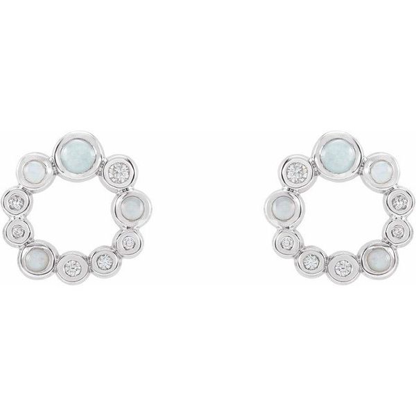 Bezel-Set Cabochon Earrings - Image 2