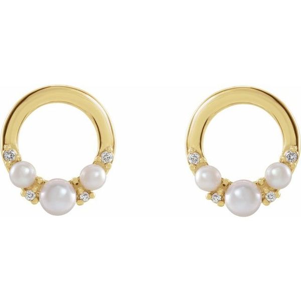 Pearl Circle Earrings - Image 2