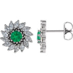 Round 7-Prong Halo-Style Earrings