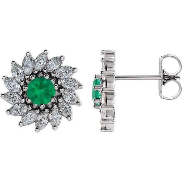 Round 7-Prong Halo-Style Earrings