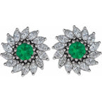Round 7-Prong Halo-Style Earrings - Image 2