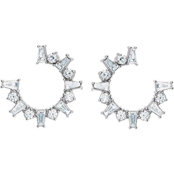 Baguette Front-Facing Hoop Earrings - Image 2