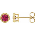 Round Bezel-Set Stud Earrings