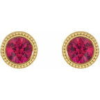 Round Bezel-Set Stud Earrings - Image 2