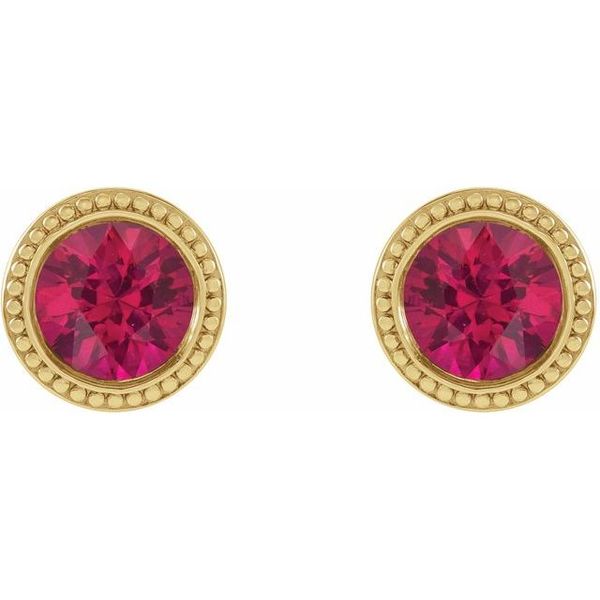 Round Bezel-Set Stud Earrings - Image 2