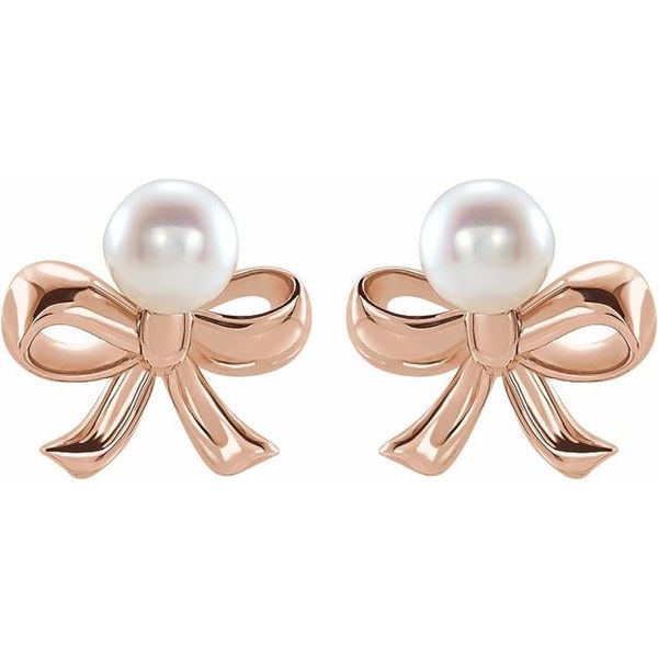 Pearl Bow Earrings - Image 2