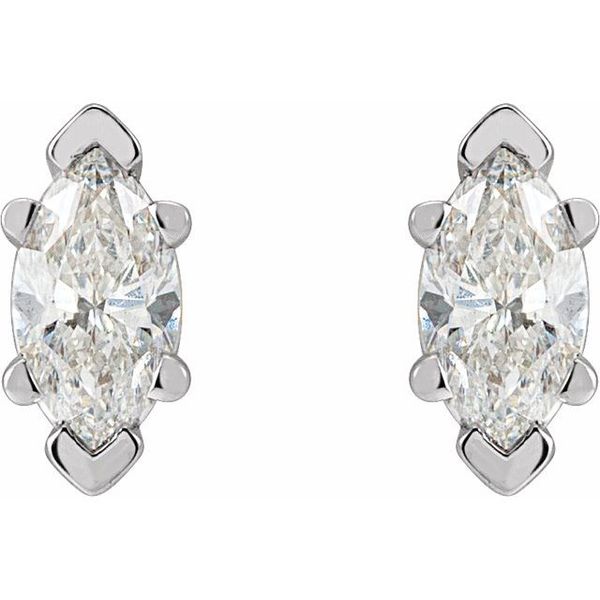 Marquise 6-Prong V-End Stud Earrings - Image 2