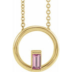 Straight Baguette Circle Necklace