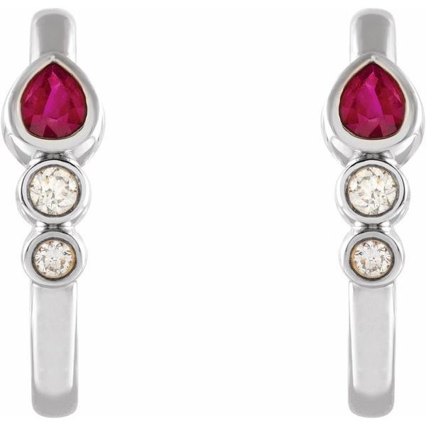 Bezel-Set Hoop Earrings - Image 2