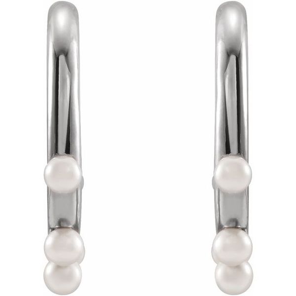 Pearl Hoop Earrings - Image 2