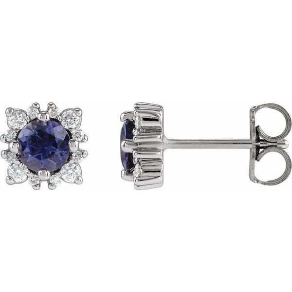 Round 4-Prong Halo-Style Earrings