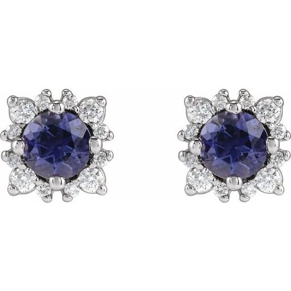 Round 4-Prong Halo-Style Earrings - Image 2